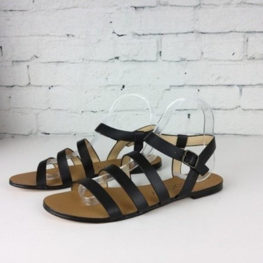 Sole Society Eesha Leather Strappy Sandals Black Size 7.5